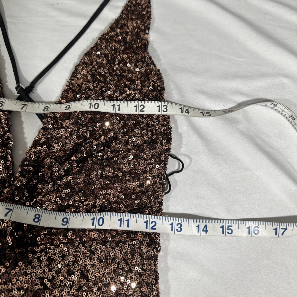 ASTR Bronze Sequin Twist-Front Mini Dress - Picture 5 of 14